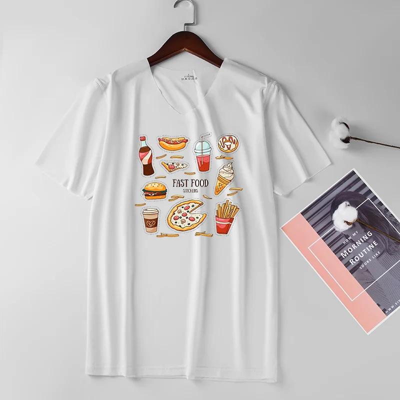 

Hip Hop Flower girl Print T-shirt For Men Tee Tops Ice Short Sleeve V Collared Tshirt Male Seamless T Shirt Men Clothe