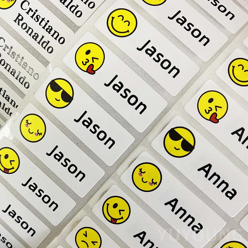 Name Stickers smiley Customize Sticker Waterproof heart Personalized Label kids School Stationery expression kawaii stickers