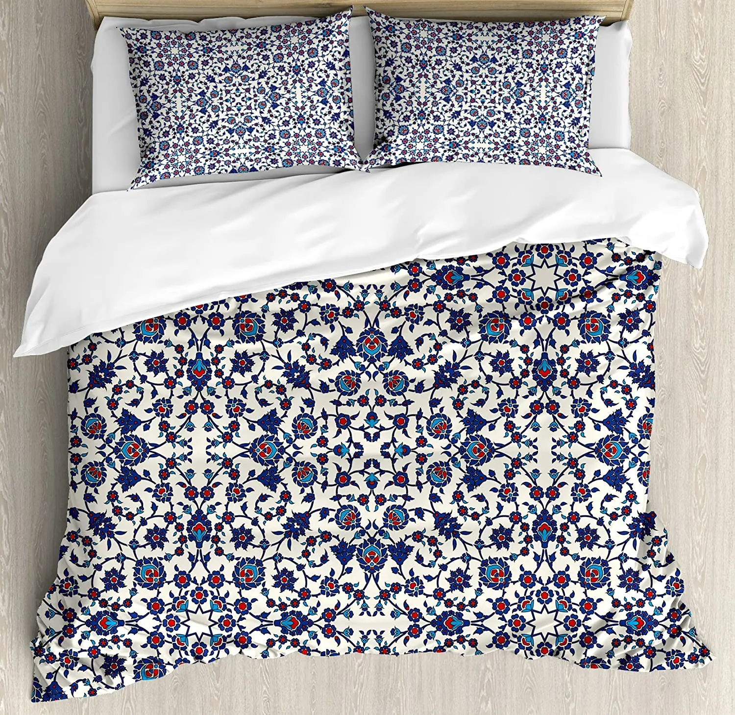 

Arabesque Bedding Set For Home Double Bed Moroccan Floral Pattern with Victorian Rococo Baroque Oriental Design Duvet Cover Set