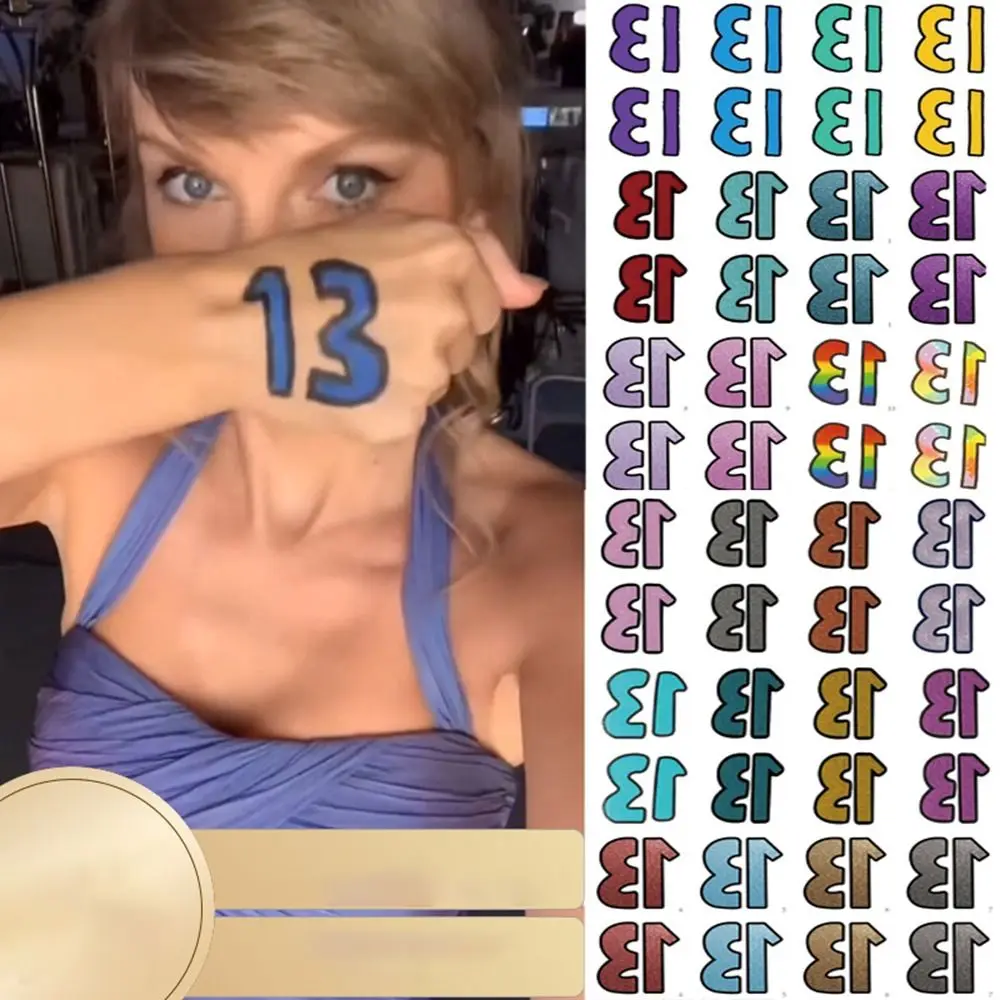 Временные тату-наклейки с цветными цифрами водостойкие стойкие наклейки веером