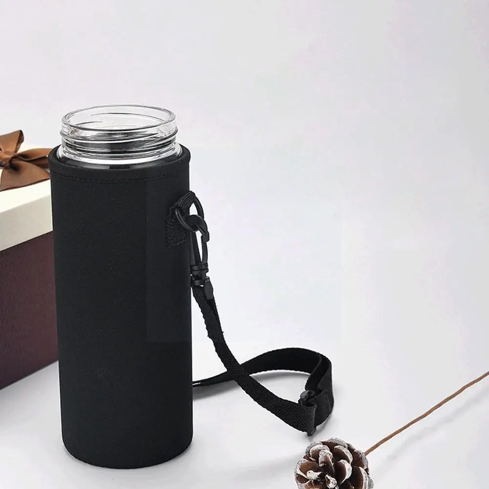 

420-1500ml Black Bottle Insulat Bag Water Bottle Insulated Water Neoprene Shoulder Holder Cover Strap Pouch Bag C1t8