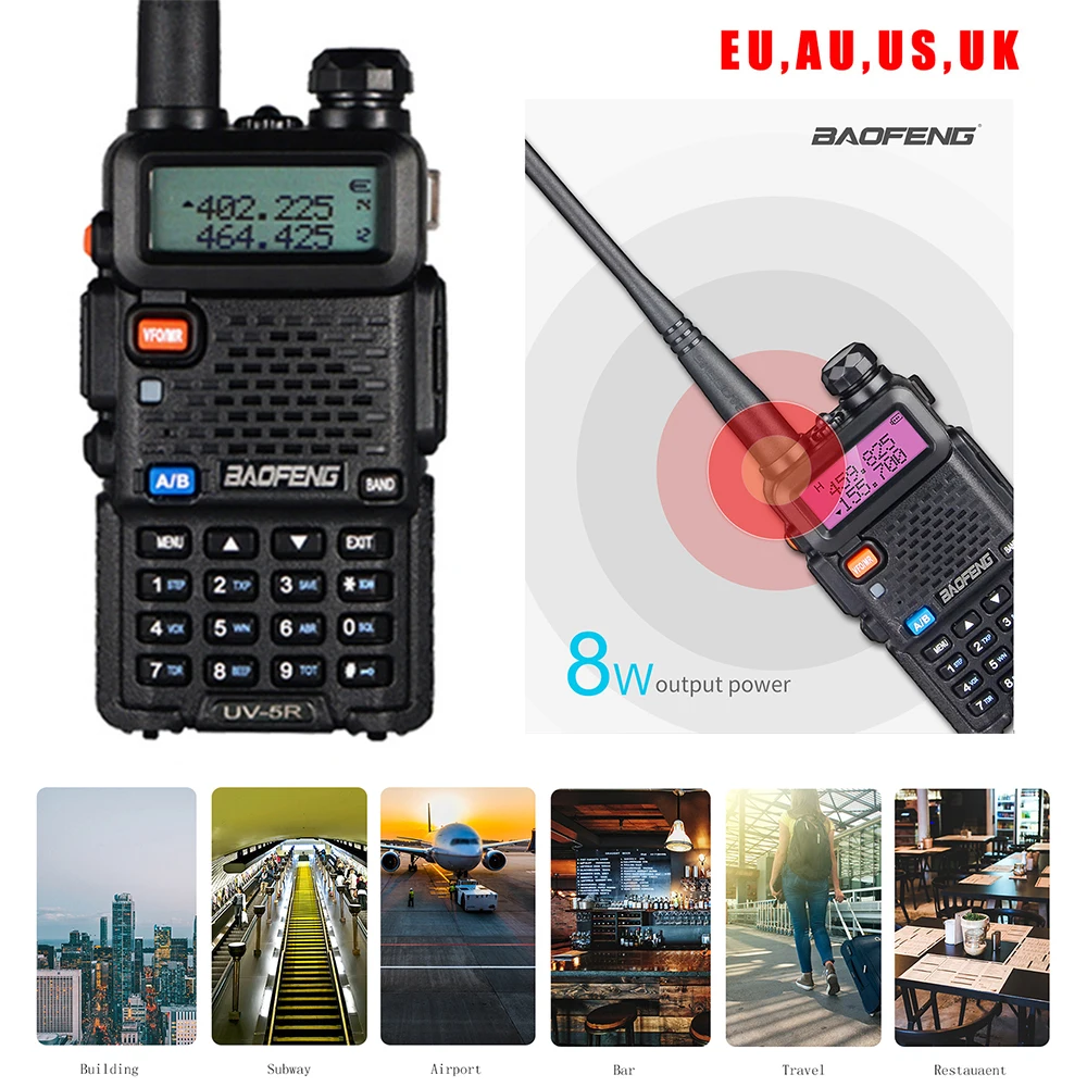 

For Baofeng UV-5R 8W Or 5W High Power 8 Watts Powerful Walkie Talkie Long Range 10km VHF/UHF Dual Band Two Way Radio Pofung Uv5r