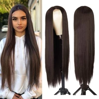 princess limei dark brown natural long straight hair wig for women straight middle part synthetic hair full wig for daily use