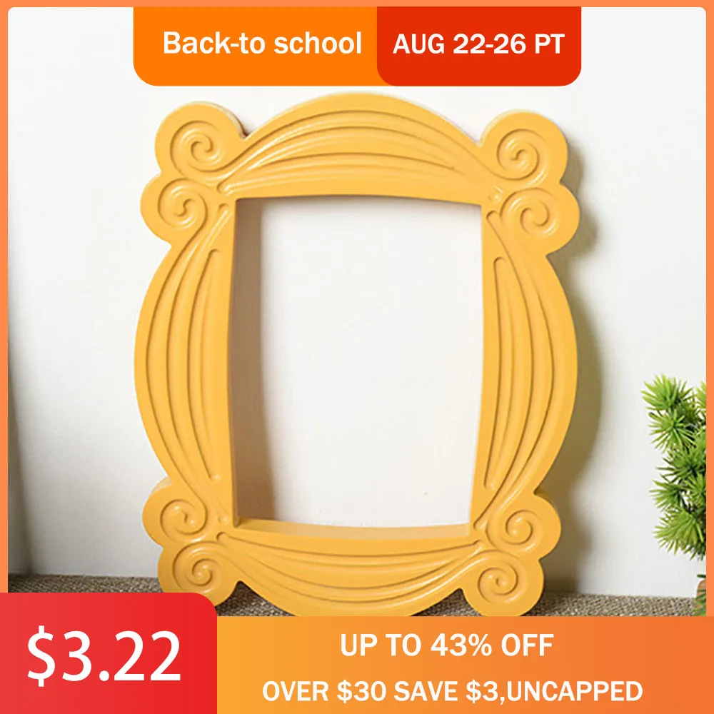1PC TV Series Friends Handmade Monica Door Frame Wood Yellow Photo Frames Collectible for Home Decoration Collection Gifts