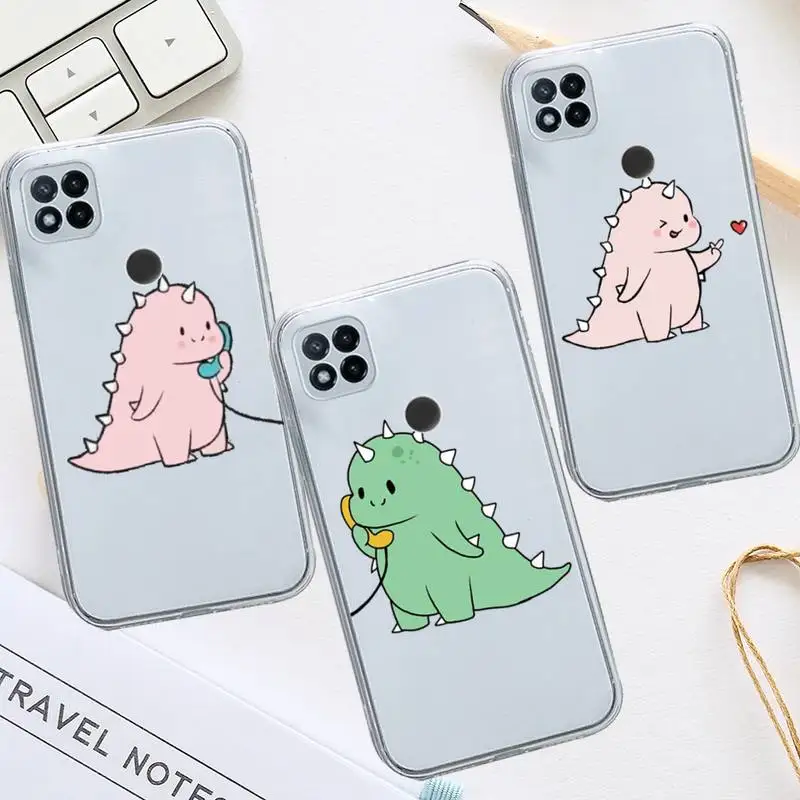 

Cute dinosaur cartoon Phone Case Transparent For Xiaomi Redmi note 12 11 7 8 9 10 E s i T X note ultra X3 pro 5G 4G