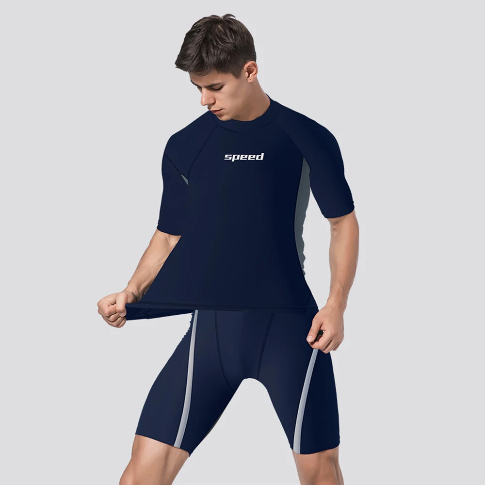 New men's short-sleeved split swimsuit sunscreen quick-drying beach surfing suit water sports snorkeling swimming surfing suit