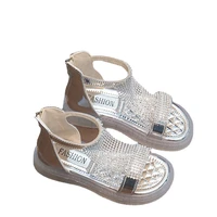 rhinestones roman sandals summer 2022 girl fashion barefoot shoe for kid beach gladiator sandals child shoe for girls 2 12 year