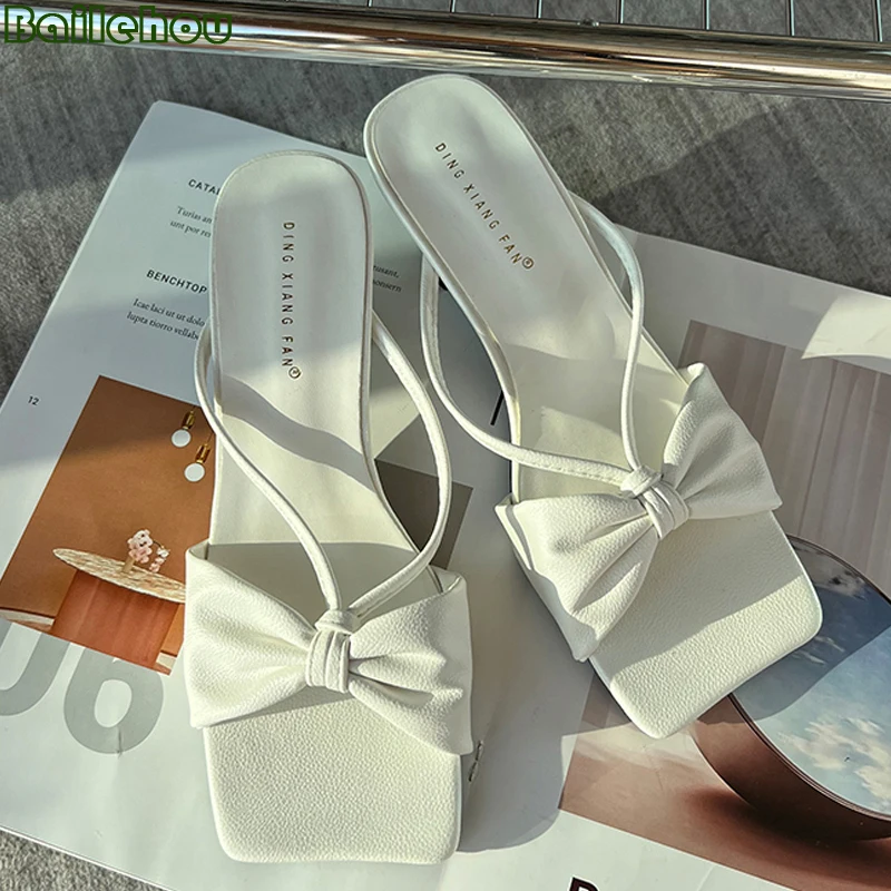 

Shoes Women Pumps Slippers Sandals Butterfly-knot Female Shoes Casual Outside Shallow Sandals Ladies 2022 Fashion Heels