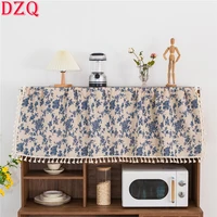 korea floral linen short curtains japanese blue rose print small curtain cloth for kitchen flowers valance a020