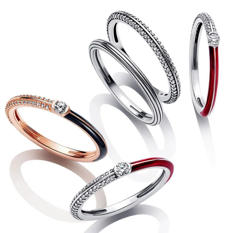 

Summer Silver 925 Fashion Fine Jewellry Celestial Blue Sparkling Moon And Sun Ring For Women Cocktail Stackable Finger Band