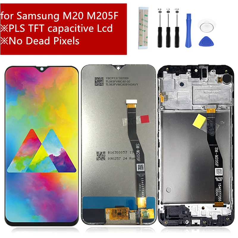 

For Samsung Galaxy M20 2019 SM-M205 M205F LCD Display Touch Screen Digitizer Assembly With Frame Replacement M20 lcd 6.3"