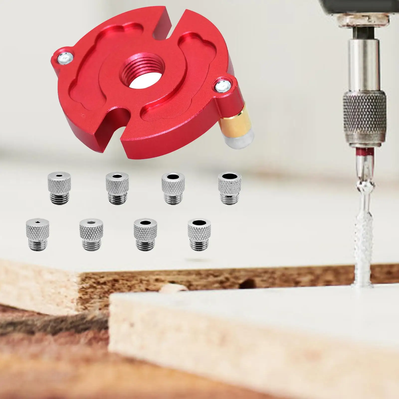 

Dowel Drill Guide Professional Portable Aluminum Alloy Handheld Drill Guide for Straight Holes Woodworking Straight Hole Puncher