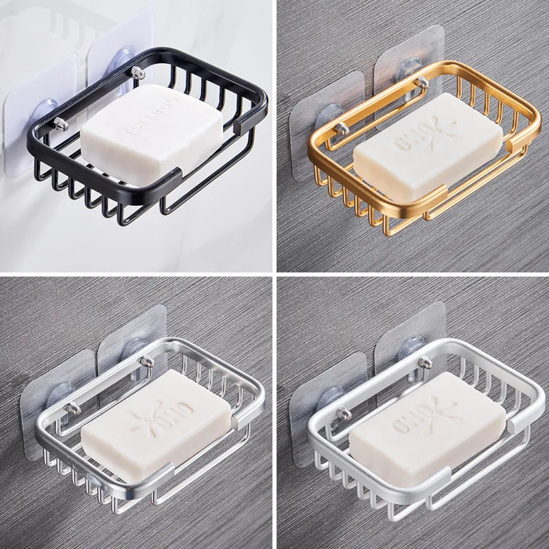

High Quality Creative Drill Free Soap Dish Wall Mounted Storage Rack Stainless Steel Soap Sponge Dish Bathroom Accessories