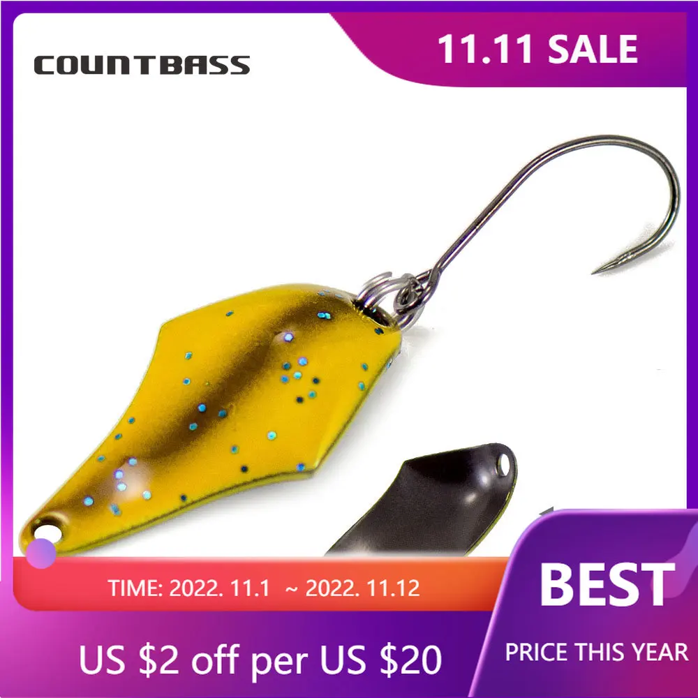 

COUNTBASS Casting Spoon 2g 5/64oz Salmon Trout Pike Bass Metal Brass Fishing Lures