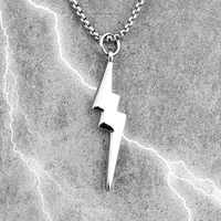 lightning thunder long men necklaces pendants chain punk for boyfriend male stainless steel jewelry creativity gift wholesale