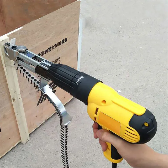 Adaptador de pistola de clavos para taladro eléctrico, herramienta de carpintería, accesorio de taladro eléctrico inalámbrico, con cadena de puntas de tornillo automático, 1 unidad