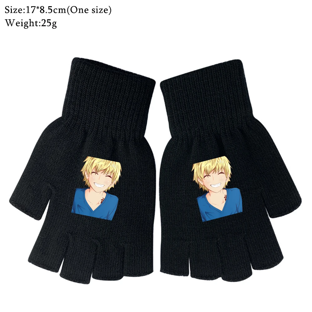 Черные вязаные перчатки с принтом аниме Noragami полуперчатки для мальчиков и