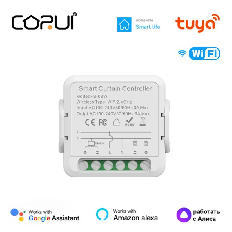 

Смарт-переключатель для штор CORUI Tuya, Wi-Fi, для роликовых затворов, для поворотных дверей, с поддержкой Alexa Google Home Smart Life