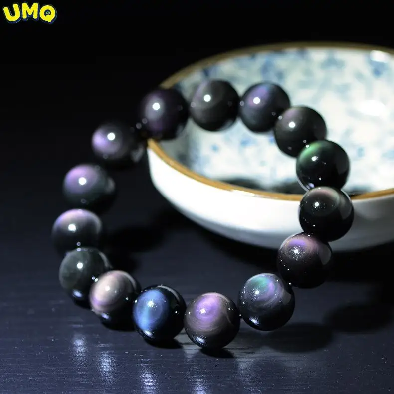 

Double Rainbow Eyes Obsidian Luck bracelet for Male and Female Couples Crystal Fortune Lucky Buddha Beads Wealth Healing Jewelry