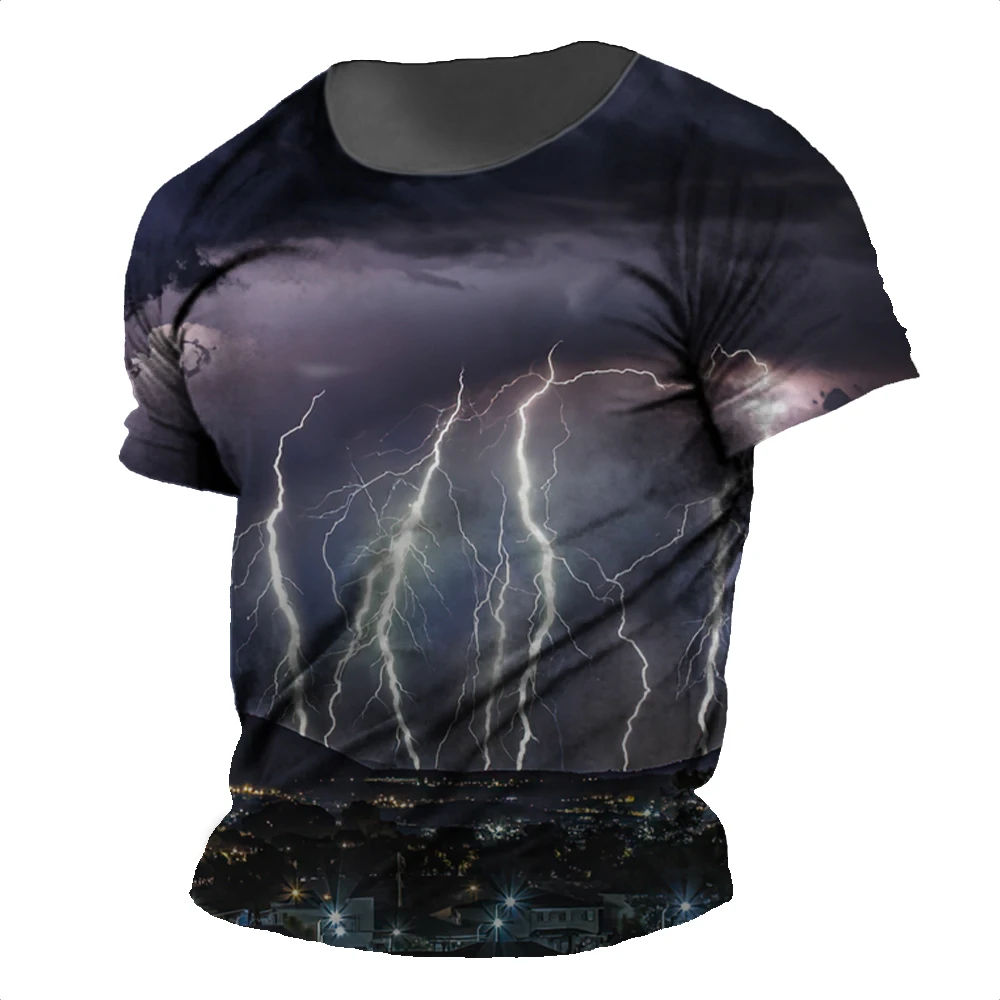 

2023 Summer New Men's Oversized T-Shirt Casual Lightning Cool 3D Digital Printed T Shirts for Men Short Sleeve Tee Free Shipping
