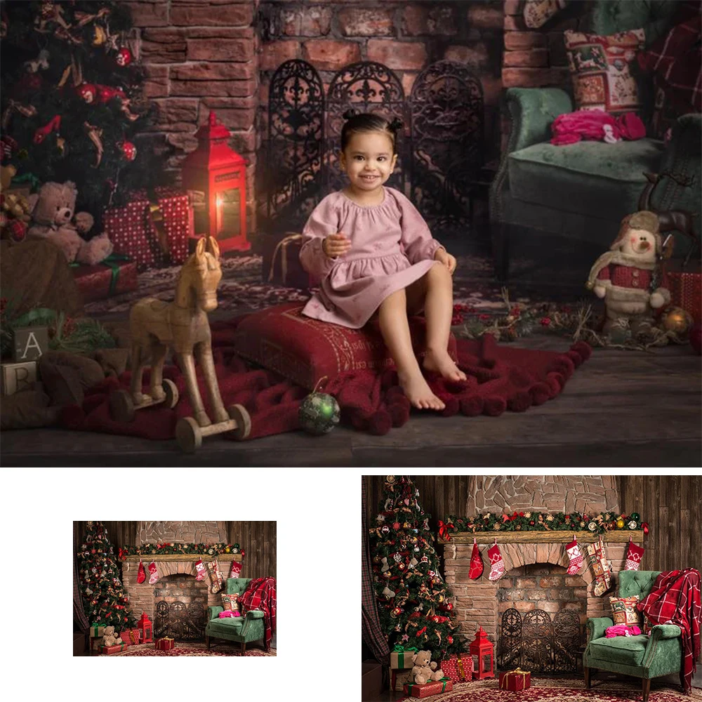 

Christmas Backdrop Fireplace Fire Winter Baby Photography Background Photographic Photo Studio Vinyl Photophone Photozone Poster
