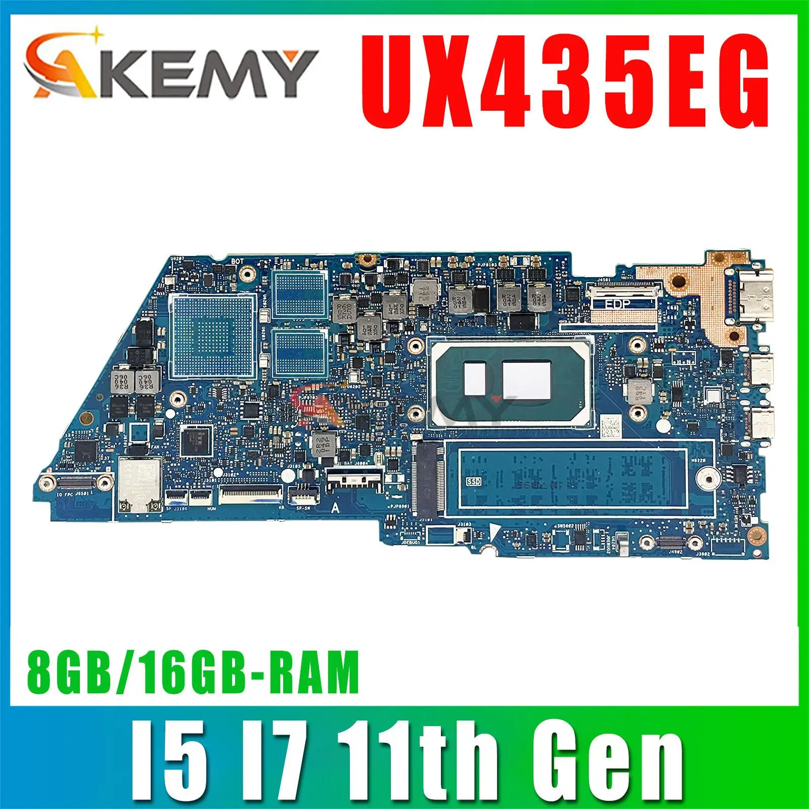 Материнская плата UX435E UX435EA UX435EAL BX435E RX435E UX435EG UX435EGL материнская плата для ноутбука I5 I7 11-го поколения 8 ГБ/16 ГБ оперативной памяти UMA