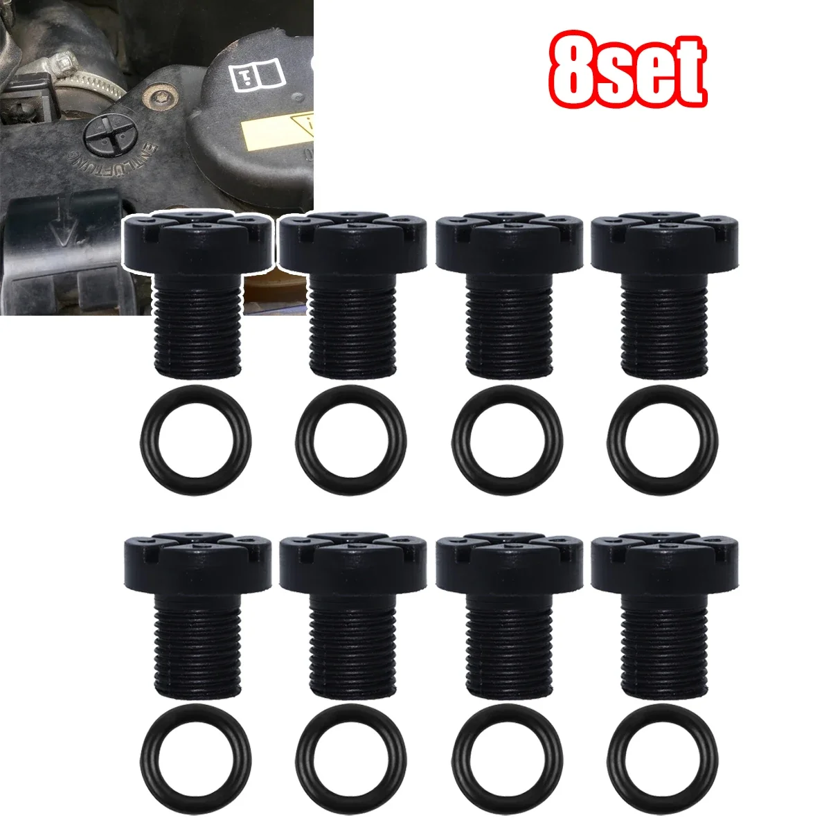 

8 компл. болт клапана воздуха охлаждающей жидкости, прокачной винт, крышка радиатора, заглушка расширительного бачка, вентиляционное крепление, аксессуары для BMW F30 E30 E36 E46 E90/91