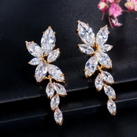 sugo new arrival classic hot sale olive branch design shiny white zirconia earrings for elegant women dinner jewelry accessories