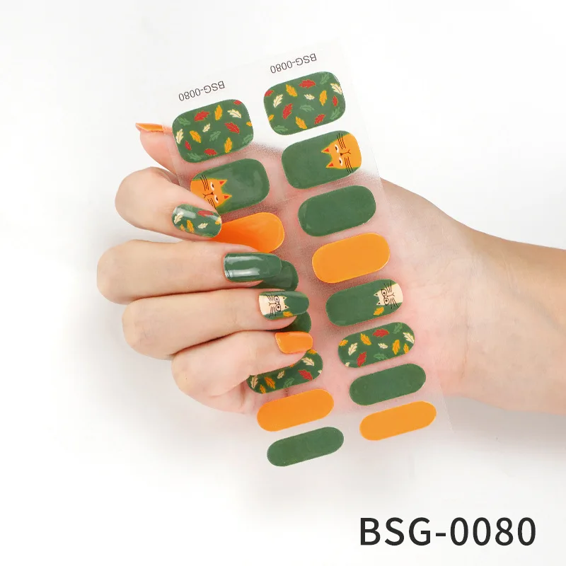 

Semi Cured Gel Nail Stickers New Product Full Coverage 3D Summer Complete Nail Decals Waterproof Self-adhesive DIY Manicure