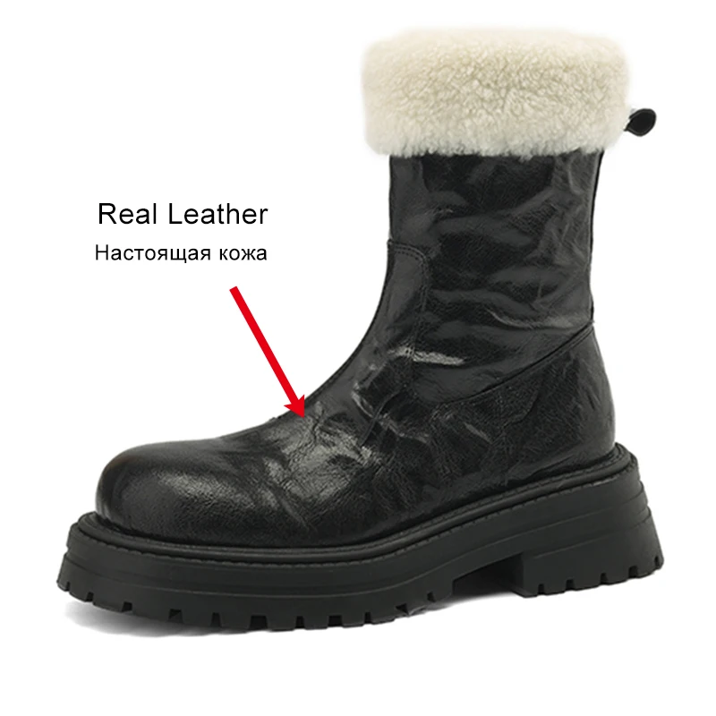 JOZHAMTA размеры 34–39 зимние ботинки для женщин обувь из натуральной кожи с плюшевым