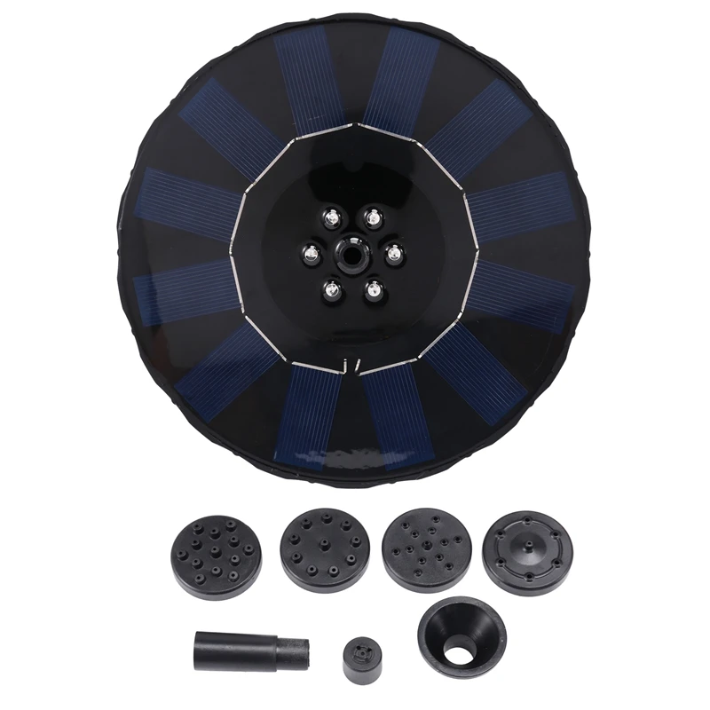 

Фонтан с 5 насадками, питание от солнечной энергии, цветной светодиодный водный фонтан на солнечной батарее для сада, птичьей ванны, пруда, б...