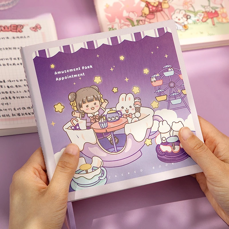 

Sweet Night Diary Creative 4mm Grid Book 16*16.2cm 192P Cute Cartoon Notebook DIY Planner Journal Korean Fashion Stationery
