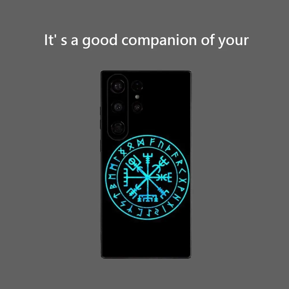 V-Viking Vegvisir Logo Phone Case for Samsung Galaxy S25 Ultra S22 S23 S24 S21 S20 5G Protective Soft Silicone TPU Funda