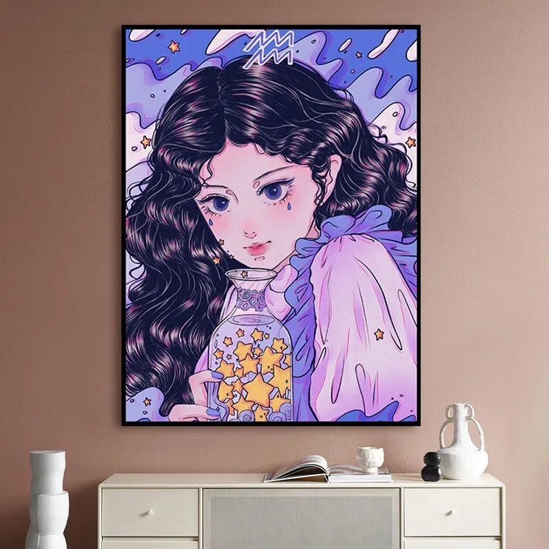 

1634517Digital oil painting modern living room cartoon decorative painting hanging painting character murals