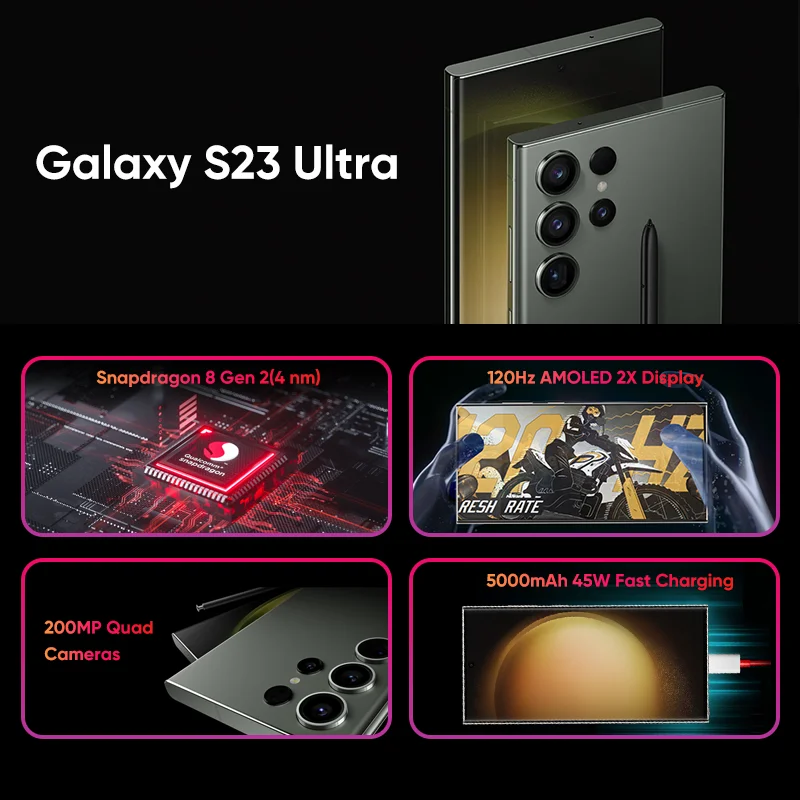 New Samsung Galaxy S23 Ultra Mobile Phone 256GB/512GB Snapdragon 8 Gen 2 Android 13 Phone 6.8