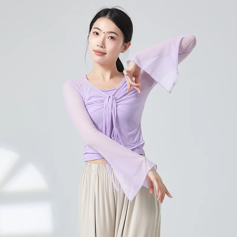 Топ женский сетчатый прозрачный с длинным рукавом пикантная Элегантная блузка