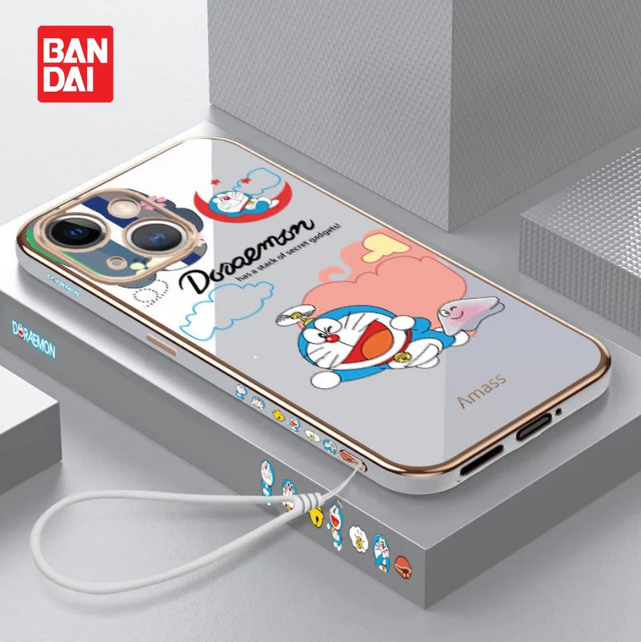 

Bandai Doraemon Cartoon Plating Phone Case for iPhone 13 13Pro 12 12Pro 11 Pro X XS MAX XR 7 8 Plus Kawaii Anti-Fall Cover