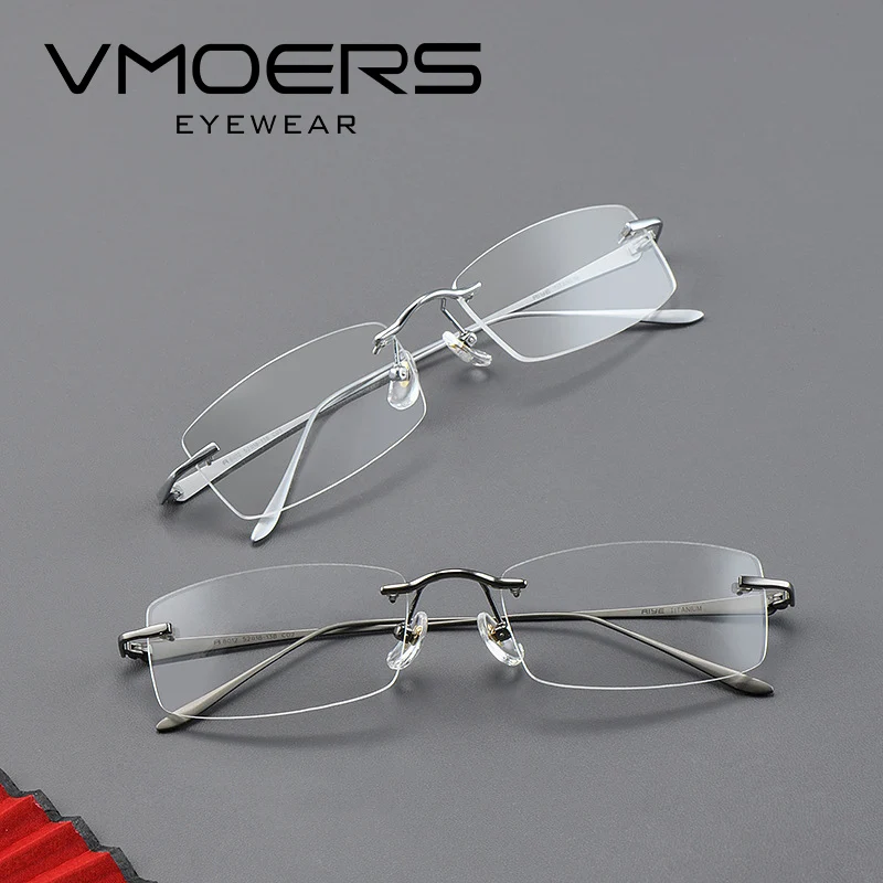 

VMOERS Ultralight Prescription Glasses Men Pure Titanium Multifocus Myopia Eyeglasses Progressive Optical Rimless Eyewear Brand