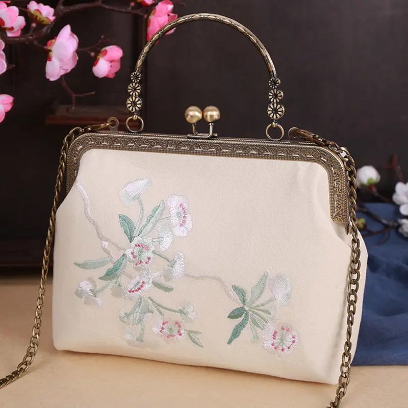 

Embroidery Flowers Shell Lock Hand Bags Bag Women's Handbags Purses Chain Women Crossbody Shoulder Bags Vintage