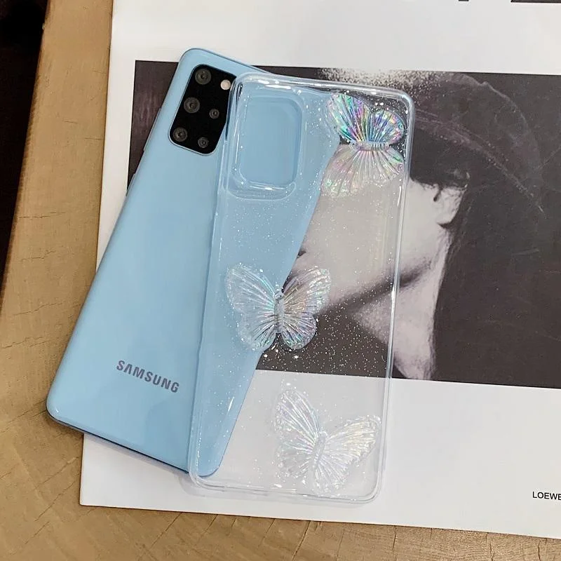 

SHACK Galaxy A52 A72 A51 A71 A21S A12 A42 5G A50 A70 S20 FE S21 Plus custodia morbida in Silicone con farfalla Ultra 3D Bling