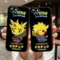 cartoon pikachu phone case for funda iphone 13 11 pro max 12 mini x xr xs max 6 6s 7 8 plus se 2020 liquid silicon soft back