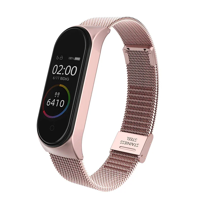

Сменный металлический ремешок для Xiaomi Mi Band 6 4 3 5, браслет на запястье, браслет без винтов из нержавеющей стали для Mi Band 4