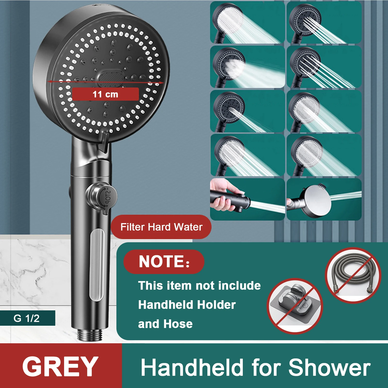 

Черная портативная душевая лейка 10 режимов