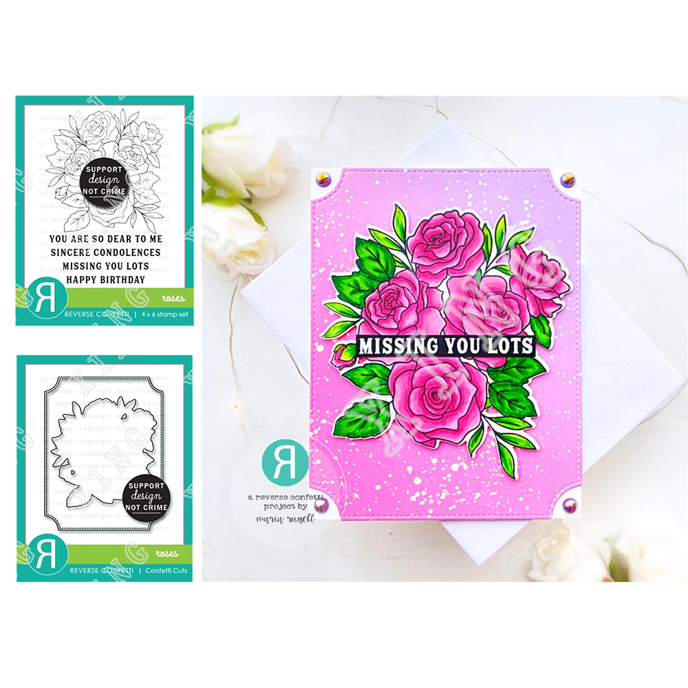 

2022 New Roses Clear Silicone Stamps Metal Cutting Dies Set Diy Scrapbook Card Handmade Molds Album Decorate Embossing Die Sheet