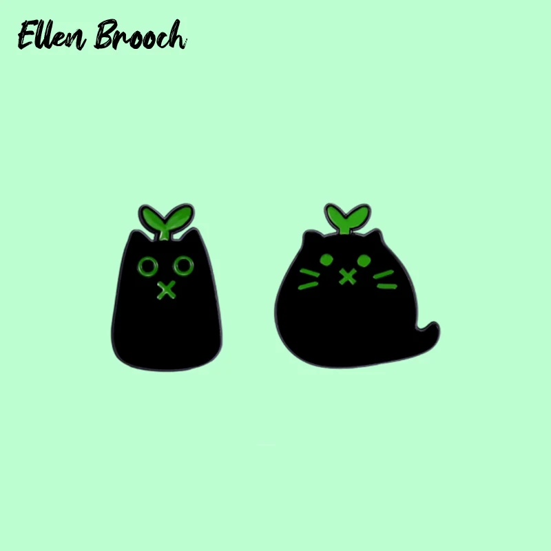 

Black Cat Enamel Pin Animal Seed Plant Badge Cartoon Brooch Metal Bag Sweater Lapel Wholesale Accessories Custom Gifts Friends