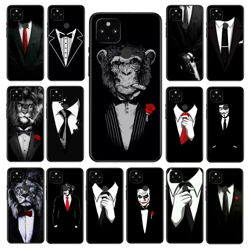 

Man Suit Shirt Tie Lion Phone Case for Google Pixel 7 6A 6 Pro 5A 4A 3A Pixel 4 XL Pixel 5 6 4 3 XL 3A XL