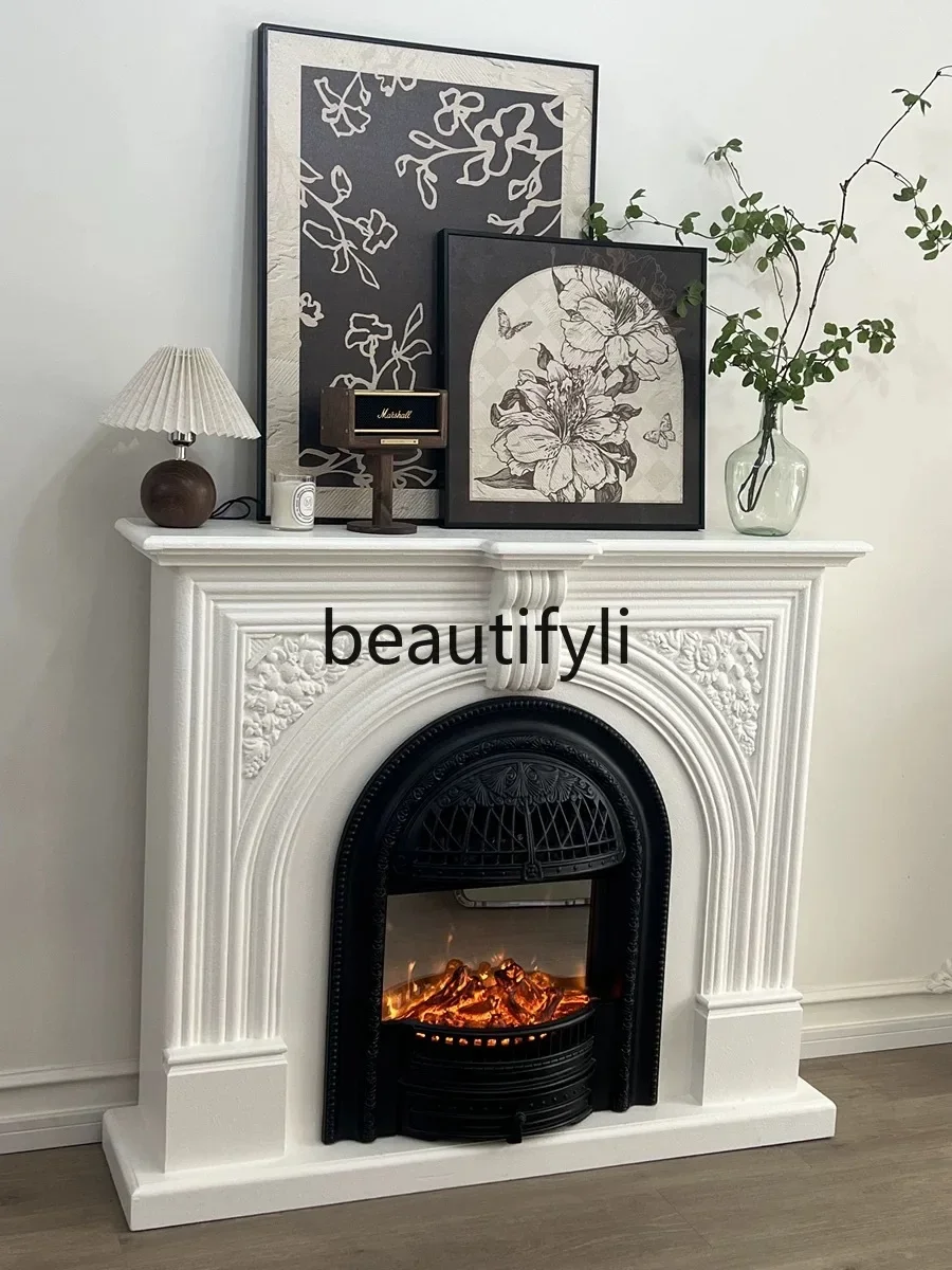 Французский ретро имитация цельного дерева камин поддельный пожарный