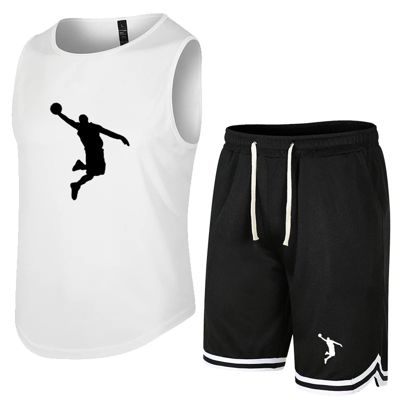 Summer Sleeveless Vest Sports Shorts Set Breathable Pants Fitness Competition Training Basketball Suit Foreign T-Shirt Customiza