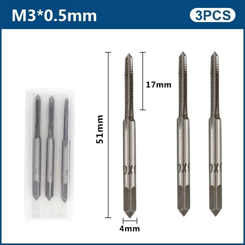 

Набор ручных метчиков xcan, 3 шт., HSS, метрический, M2/M2.5/M3/M3.5/M4/M5/M6/M8/M10/M12