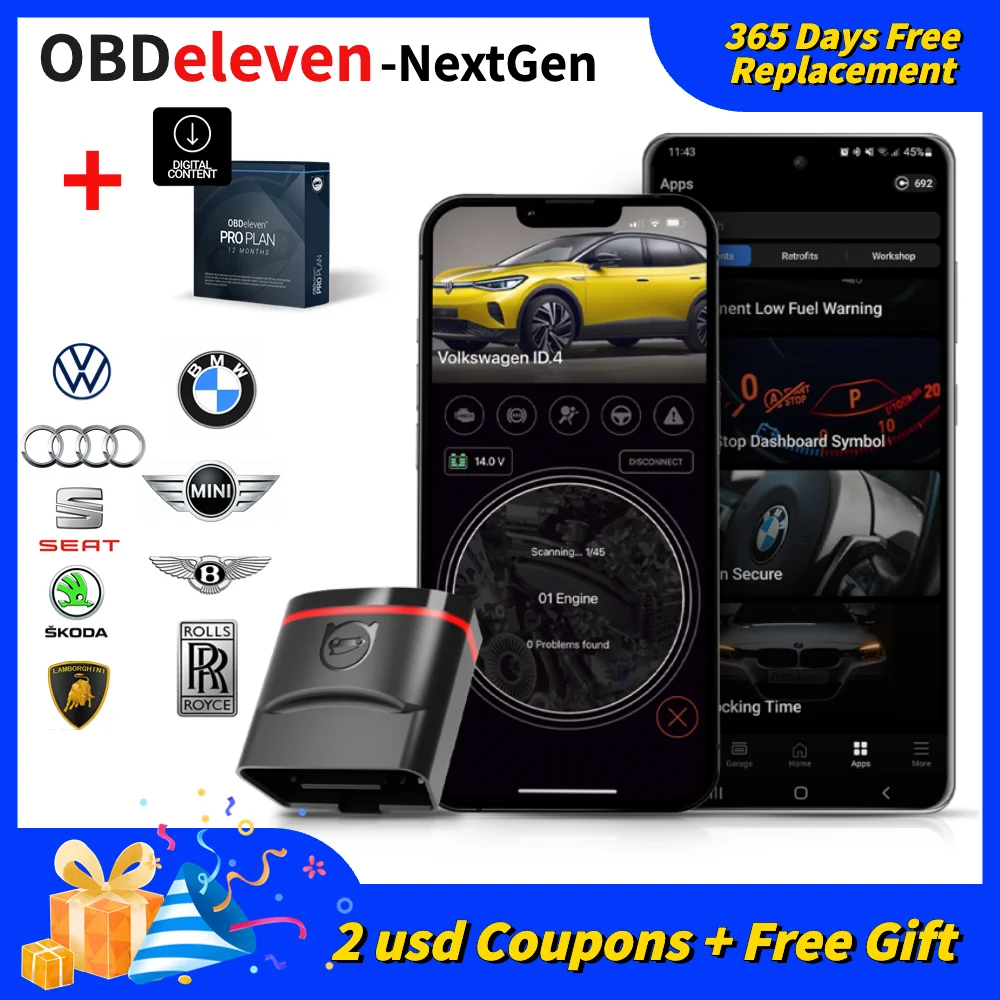 New OBDeleven PRO Nextgen OBD2 Diagnostic Tool For IOS/Android VW Polo Golf For Volkswagen/Audi A3 A4 /Seat Leon /Skoda BMW VAG